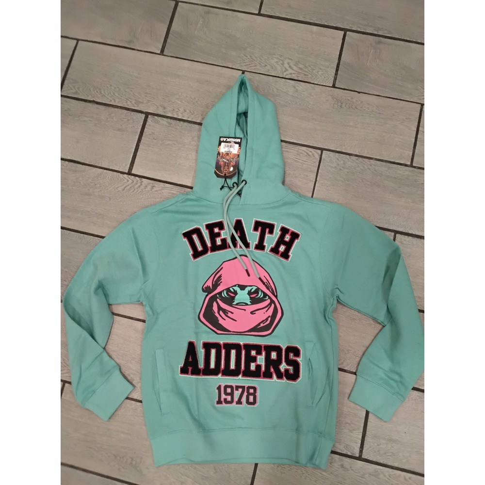 Mishka Death Adders 1978 Hoodie Teal Pink Mens Small NWT Streetwear Graphic